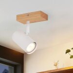 Projecteur de plafond � 1 spot, lampe de plafond en bois - lampe de plafond pour couloir, m�tal blanc ...