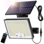 Projecteur solaire � d�tecteur de mouvement (1 pi�ce), 172 led, avec t�l�commande, applique murale solaire ...