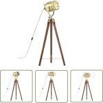 Prolenta premium - the living store lampadaire � tr�pied bois de manguier massif 97 cm - lampadaire retro ...