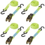Proplus - lot de 4 courroie d'attache avec cliquet + 2 crochets 5 m Proplus - lot de 4 courroie d'attache avec cliquet + 2 crochets 5 m