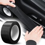 Protecteur de seuil de garde de porte de voiture, 5cm�5m fibre de carbone 5d film de protection autocollant ...