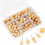 Punaise en bois 180 pcs punaise d�corative en bois punaise goupille en bois naturel 5 formes poussoirs ...