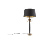 Qazqa areka - lampe de table avec abat - jour - 1 lumire -  350 mm - noir - art deco - clairage intrieur ...