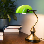 Banker - lampe de notaire - 1 lumière - l 265 mm - vert - classique / antique, rétro - éclairage intérieur ... Banker - lampe de notaire - 1 lumière - l 265 mm - vert - classique / antique, rétro - éclairage intérieur ...