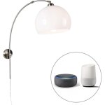 Bow - led dimmable applique murale arqu�e variateur inclus - 1 lumi�re - h 86 cm - blanc - art deco, ...
