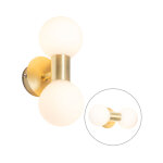 Qazqa cederic - applique murale - 2 lumire - l 80 mm - dor / laiton - moderne - clairage intrieur ...