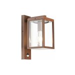 Charlois - eclairage exterieur avec detecteur de mouvement - 1 lumi�re - l 14 cm - brun rouille - rustique ...