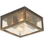 Qazqa charlois - plafonnier - 2 lumi�re - l 24 cm - dor� / laiton - rustique - �clairage ext�rieur - ...