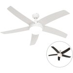 Cool - led dimmable ventilateur de plafond variateur inclus - 1 lumi�re - � 132 cm - blanc - moderne ...
