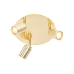 Qazqa ducha - spot plafond, plafonnier - 3 lumire -  25 cm - dor / laiton - moderne - clairage intrieur ...