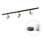 Qazqa jeana - led syst�me sur rail spot luminaire plafond, plafonnier compatible pour led - 3 lumi�re ...