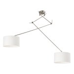 Qazqa suspension en acier avec abat - jour 35 cm blanc réglable 2 lumières - blitz Qazqa suspension en acier avec abat - jour 35 cm blanc réglable 2 lumières - blitz
