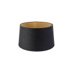 Qazqa ? abat - jour rond en coton noir avec int�rieur dor� ? � 400 mm ? hauteur 22 cm ? pour lampadaires ...