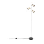 Vidro - lampadaire - 3 lumi�re - h 150 cm - noir et or - art deco - �clairage int�rieur - salon i chambre ...