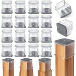 Qiblaou 24 protections pied chaise carr� transparentes - silicone + feutre - compatible 27 - 39mm - r�duction ...