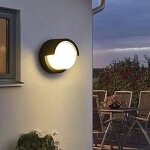 Qiyao - applique murale led ronde de 10 watts, �clairage mural etanche 3000k blanc chaud, noir