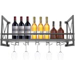 Rack � vin mural etag�re gin rack bouteille 5 verres home bar 1 couche