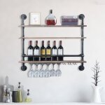 Senderpick - rack � vin r�tro industriel mural porte - verre � vin suspendu etag�re home bar