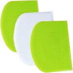 Racloir � p�te avec support - 3 pi�ces, bords tranchants et racloir � g�teau coud�. vert + blanc + vert ...