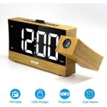 Radio reveil projection plafond, reveil projecteur plafond avec double alarme, radio r�veil avec grand ...