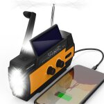 Radio d'urgence m�t�o 4000mah (mod�le a3) solaire / manivelle / � piles chargeur de batterie portable ...