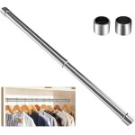 Rail de penderie extensible en acier inoxydable de 31 � 51 cm, tringle � v�tements r�glable avec douilles ...