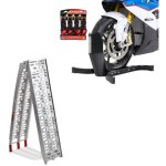 Rampe de chargement en alu max. 340 kg pliable + set b�quille cale de roue moto avant av. sangles de ...