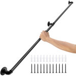 Rampe escalier murale 1, 8 m main courante acier carbone garde - corps metal capacite charge 200 kg / ...