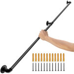 Rampe escalier murale 2, 12m main courante acier carbone garde - corps metal capacite charge 200 kg / ...