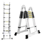 Randaco - swanew chelle tlescopique tlescopique en aluminium de 2, 5 + 2, 5 m - escabeau extensible, ...