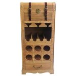 Range bouteilles avec coffre en bois de sapin et mdf - l. 43 x h. 100 cm - naturel - cavina