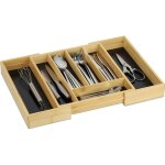 Range - couverts, extensible, 5 � 7 compartiments, organiseur pour le tiroir, bambou et mdf, noir et ...
