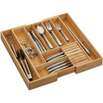 Range - couverts extensible, bambou, entre 7 & 9 compartiments, 2 blocs � couteaux, 5, 5x45x44, 5 cm, ...