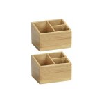 Organisateur bambou terra 3 compartiments 12x8 cm brun - bote de rangement bambou 2er set pour salle ...