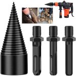 Rapanda - m�che � bois pour perceuse, fendeur de b�ches de bois de chauffage 3 pi�ces foret c�nes amovibles ...