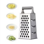 R�pe 4 c�t�s en acier inoxydable - r�pe de cuisine pour r�per grossi�rement et fine, pour fruits, l�gumes, ...