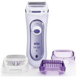 Rasoir silk epil lady shaver - t�tes rasage, exfoliation et bikini - lavable - blanc violet braun