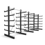 Rayonnage � bras en porte - � - faux stier double, 4 trav�es avec 5 niveaux 5200x2000x500 mm