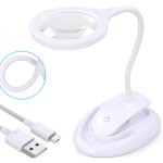 Readcly ? loupe �clairante 5x 10x avec support et pince ? 15 lampes led ? luminosit� r�glable ? rechargeable ...