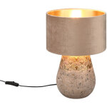 Reality, lampe de table, kiran 1xe27, max. 60, 0 w tissu, beige, corps: c�ramique, gris �:26, 0cm, h:38, ...