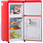Rfrigrateur rtro rouge avec clairage led, combinaison conglateur, 2 portes. 163 kwh / an, classe ...