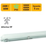 R�glette led ip65 120cm 24 / 40w - 3cct - d�tecteur mouvement - traversant - garantie 5 ans