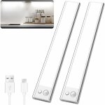 Jusch ? r�glette led rechargeable usb 23cm ? 1500mah ? 3 modes d'�clairage ? d�tecteur de mouvement pour ...