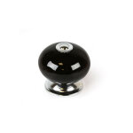 Rei - lot 4 boutons ronds pour meuble porcelaine noir mod. e517 ø40mm. Rei - lot 4 boutons ronds pour meuble porcelaine noir mod. e517 ø40mm.