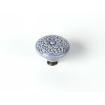 Rei - bouton de meuble rond porcelaine brillant bleu h. 27 x l. 44 x p. 44 mm