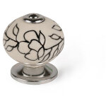 Rei - lot 4 boutons ronds pour meuble porcelaine blanc flor mod. e504 �40mm.