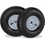 Relaxdays - 2 roues pour diable 4. 1 / 3. 5 - 4, avec air, axe de 136 mm, jusqu' 136 kg, jantes acier ...