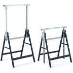 Lot de 2 tréteaux pliables, réglables sur 7 niveaux, jusqu'à 200 kg, chevalet, atelier, acier, bleu - ... Lot de 2 tréteaux pliables, réglables sur 7 niveaux, jusqu'à 200 kg, chevalet, atelier, acier, bleu - ...