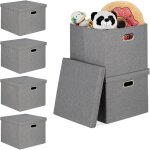 Lot de 6 bo�tes de rangement, caisse pliante avec couvercle, 51 l, rectangulaire, 20, 5 x 34, 5 x 42 ...