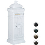 Relaxdays bo�te aux lettres anglaise sur pied en alu colonne vintage nostalgie, design british, blanc ...